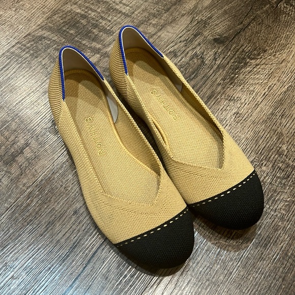 Rothy's Shoes - Rothy’s The Flat - tan/black round toe ballet flats